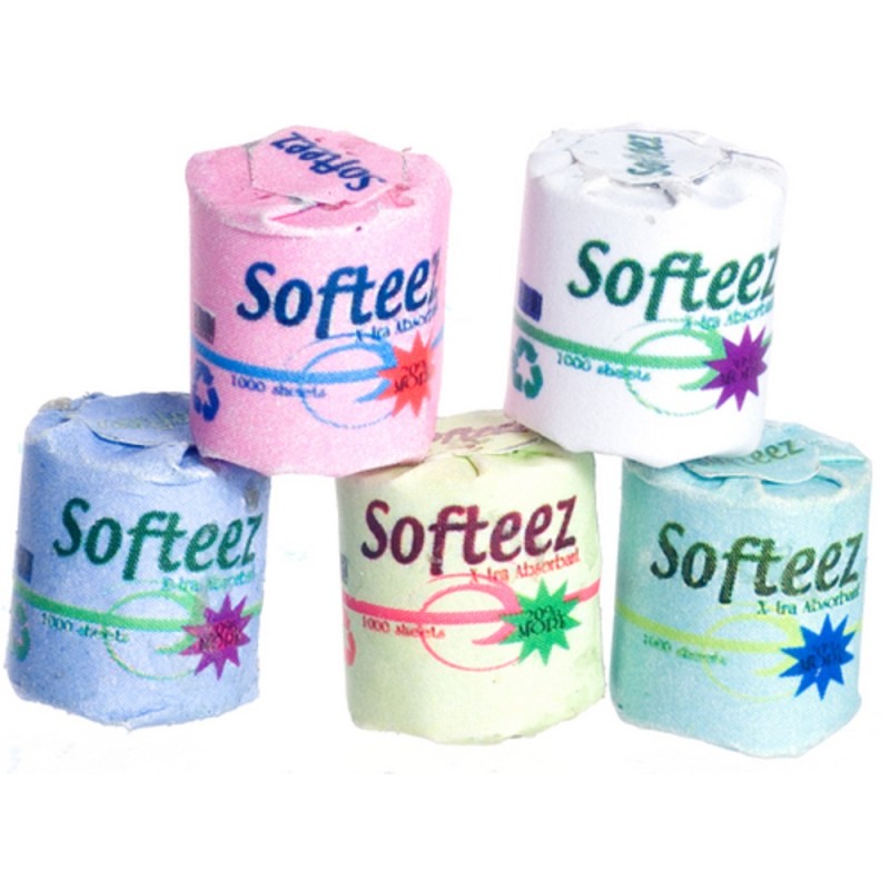 Dolls House 5 Pack Toilet Rolls Tissue Miniature 1:12 Scale Bathroom Accessory 