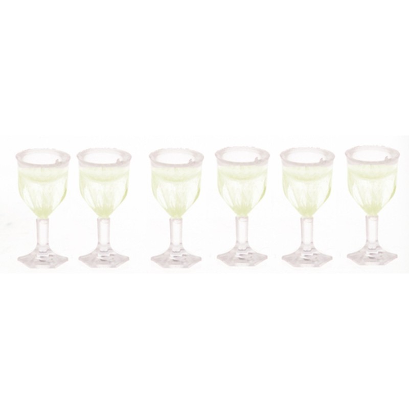 Dolls House Set of 6 Filled Stem Wine Glasses Miniature Dining Room Accessory