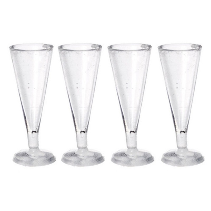 Dolls House Miniature Dining Room Accessory Set of 4 Empty Pilsner Lager Glasses
