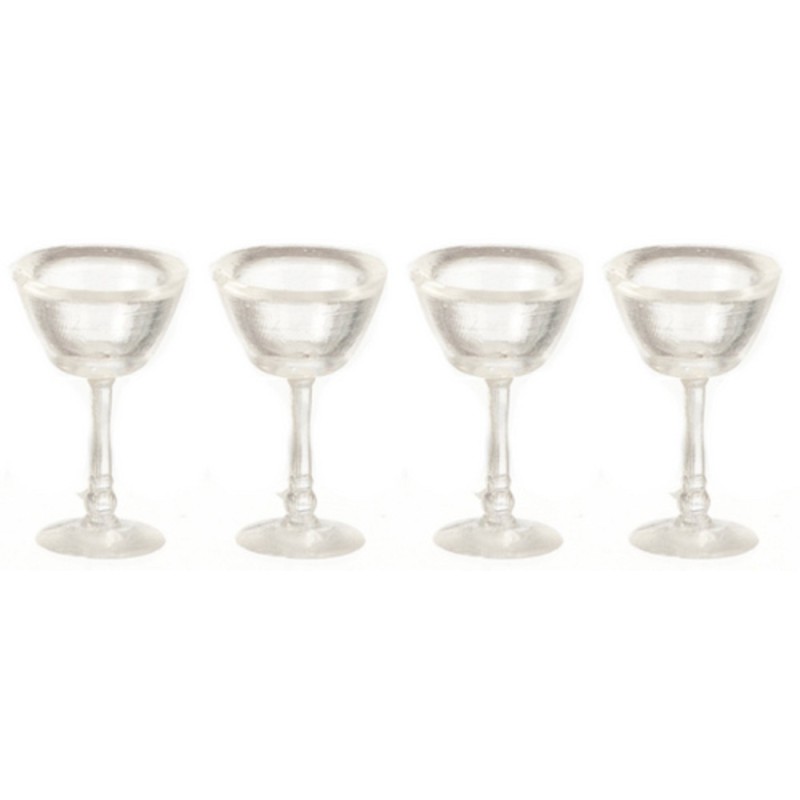 Dolls House 4 Empty Martini Glasses Miniature 1:12 Scale Pub Bar Accessory