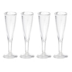 Dolls House 4 Empty Champagne Flutes Glasses Miniature Pub Bar Accessory 1:12