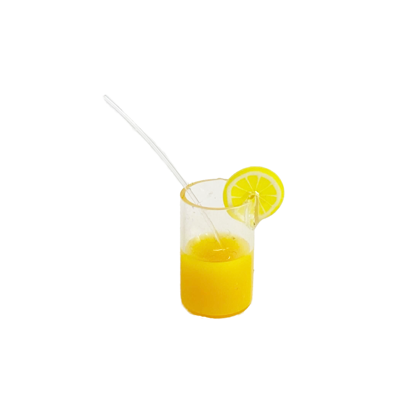 Dolls House Glass of Orange Juice with Straw Kitchen Cafe Dining Accessory 1:12