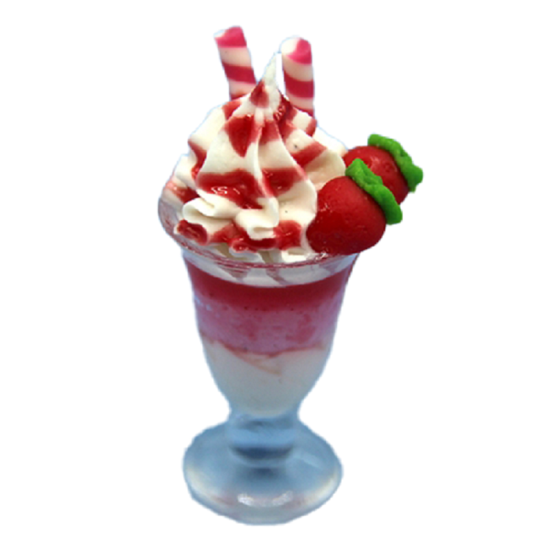 Dolls House Large Strawberry Ice Cream Sundae Miniature Dining Cafe Accessory