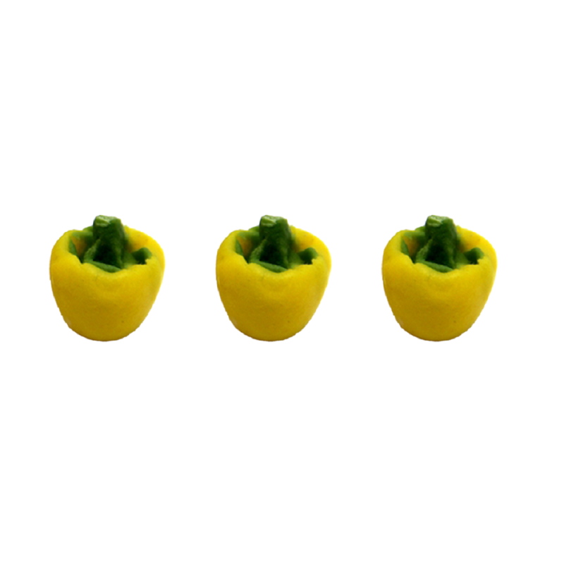 Dolls House 3 Yellow Bell Peppers Miniature Kitchen Vegetable Shop Accessory 1:12