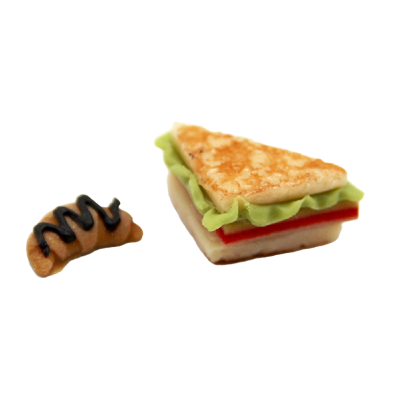 Dolls House Sandwich & Croissant Lunch Food Miniature Kitchen Dining Accessory