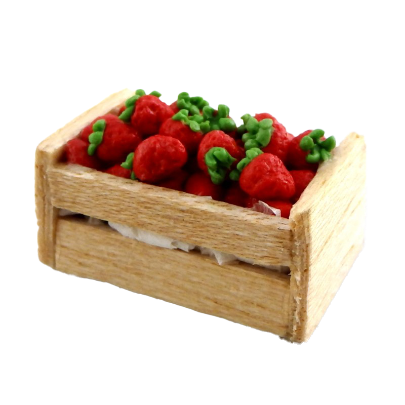 Dolls House Miniature Wood Crate Box of Strawberries Shop Store Market Accessory
