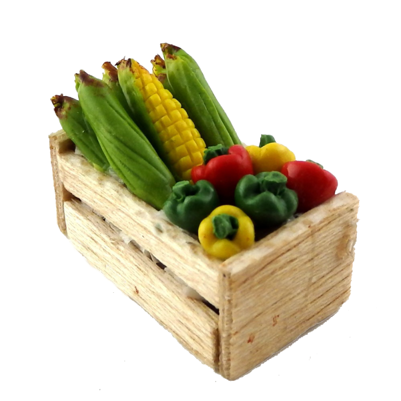 Dolls House Box of Sweet Peppers & Corn on the Cob Shop Store Market Accessory