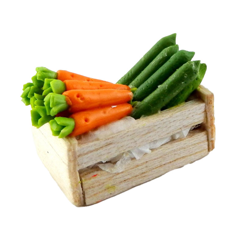 Dolls House Box Crate of Courgettes & Carrots Greengrocers Store Shop Accessory