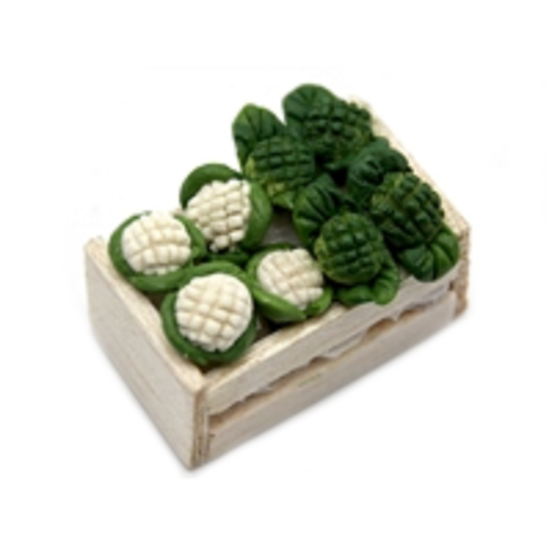 Dolls House Box Crate of Broccoli & Cauliflower Greengrocers Shop Accessory