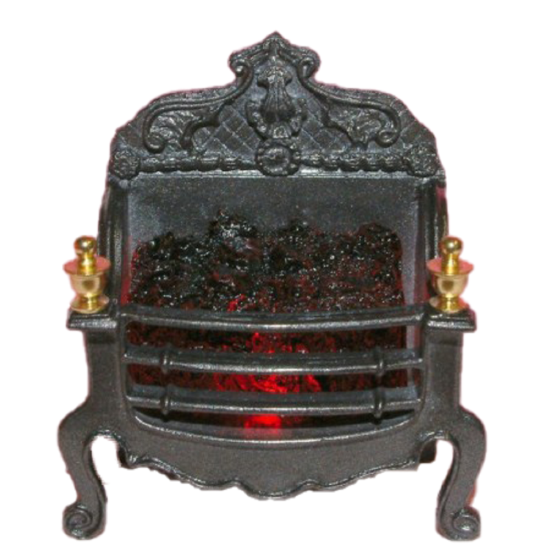 Dolls House Georgian Coal Fire Ornate Light up Miniature Fireplace Accessory 12V