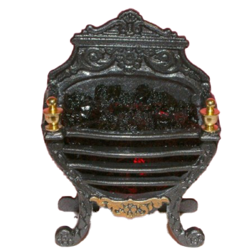 Dolls House Ornate Georgian Glowing Coal Fire Miniature Fireplace Accessory 12V