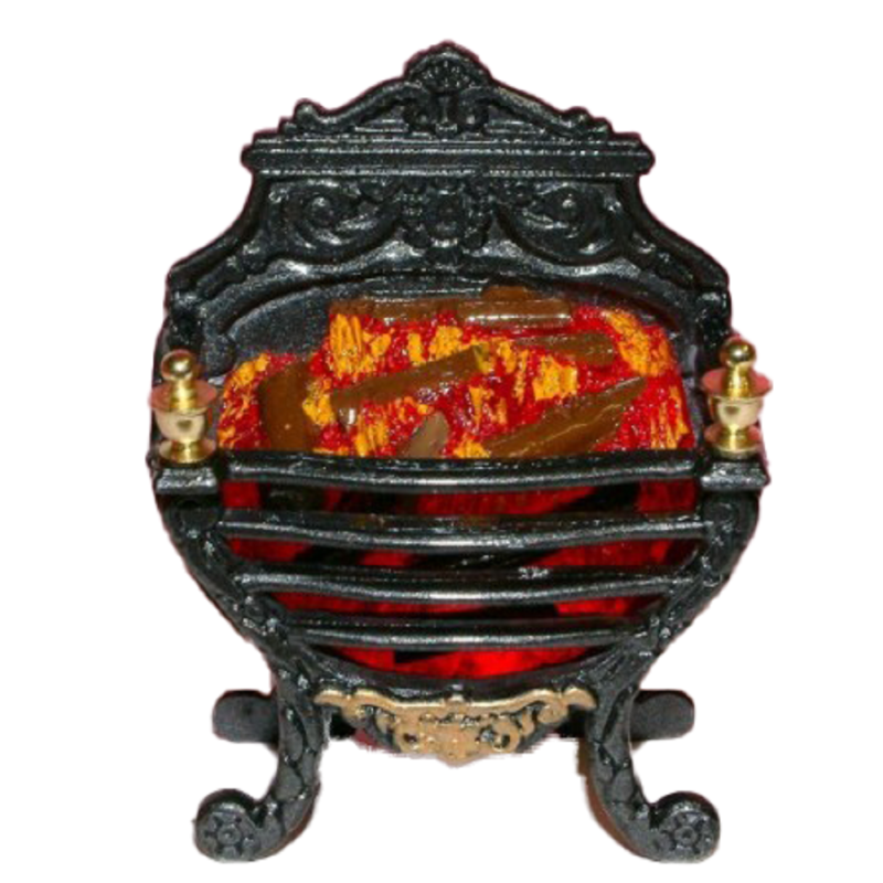 Dolls House Ornate Georgian Glowing Log Fire Miniature Fireplace Accessory 12V