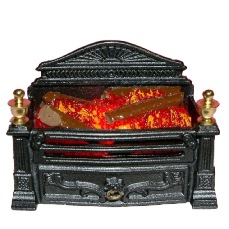 Dolls House Victorian Glowing Log Fire Grate Miniature Fireplace Accessory 12V