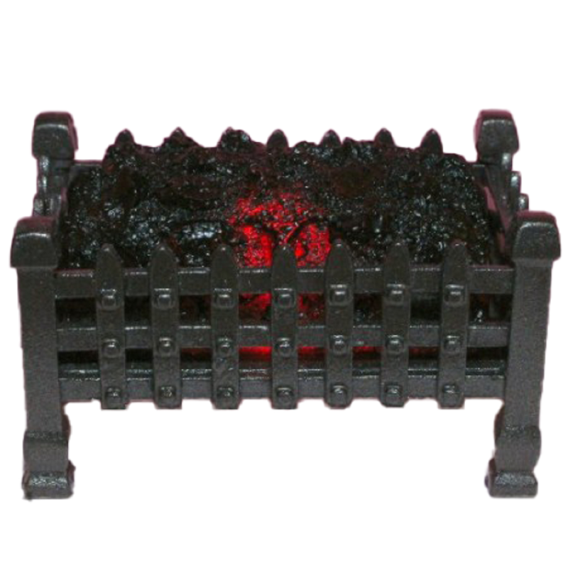 Dolls House Glowing Coal Fire Basket Light up Miniature Fireplace Accessory 12V