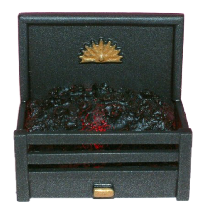 Dolls House Edwardian Sun Coal Fire Light up Miniature Fireplace Accessory 12V