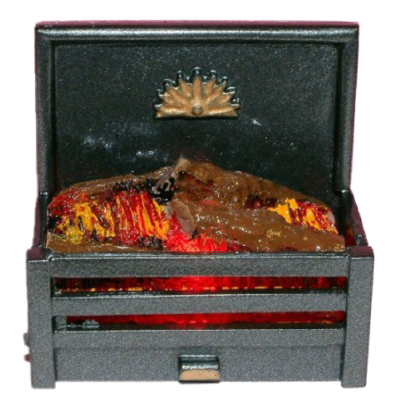 Dolls House Edwardian Sun Log Fire Light up Miniature Fireplace Accessory 12V