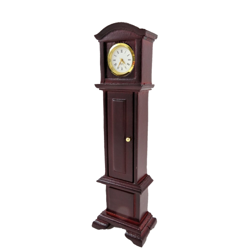 Dolls House Working Grandfather Clock Mahogany Miniature Hall Furniture