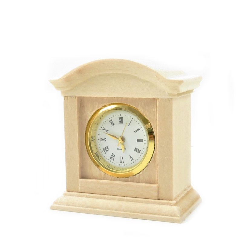 Dolls House Working Mantle Clock Unfinished Bare Wood Living Room Accessory
