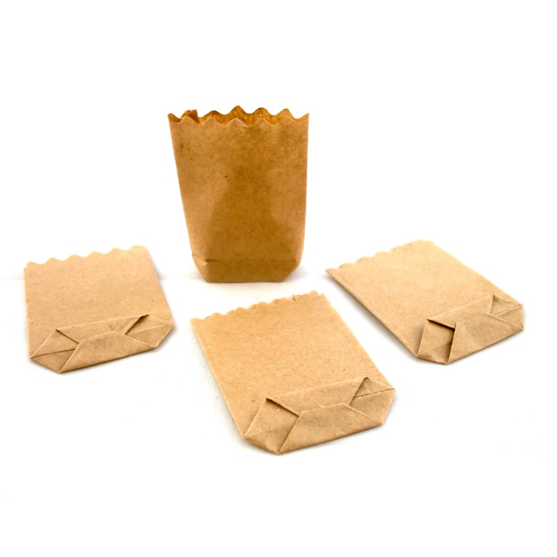 Dolls House Miniature Shop Store Accessory 1:12 Scale Brown Paper Grocery Bags