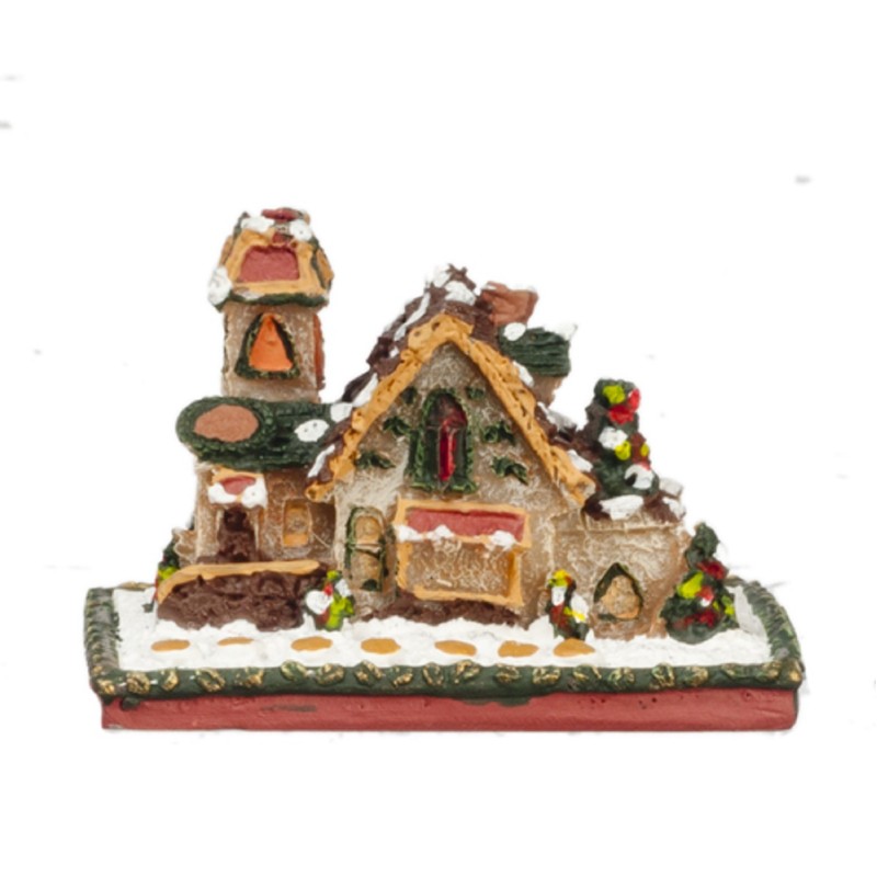 Dolls House Miniature Snowy Gingerbread House Christmas Accessory Decoration 
