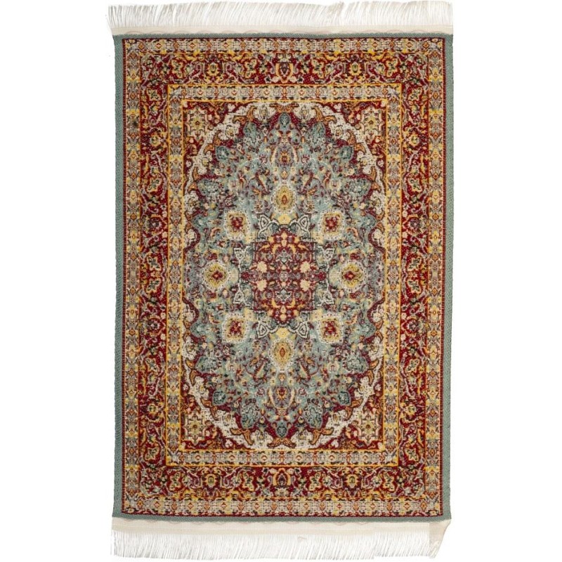 Dolls House Blue Turkish Woven Rectangular Carpet Miniature Rug 1:12 Scale