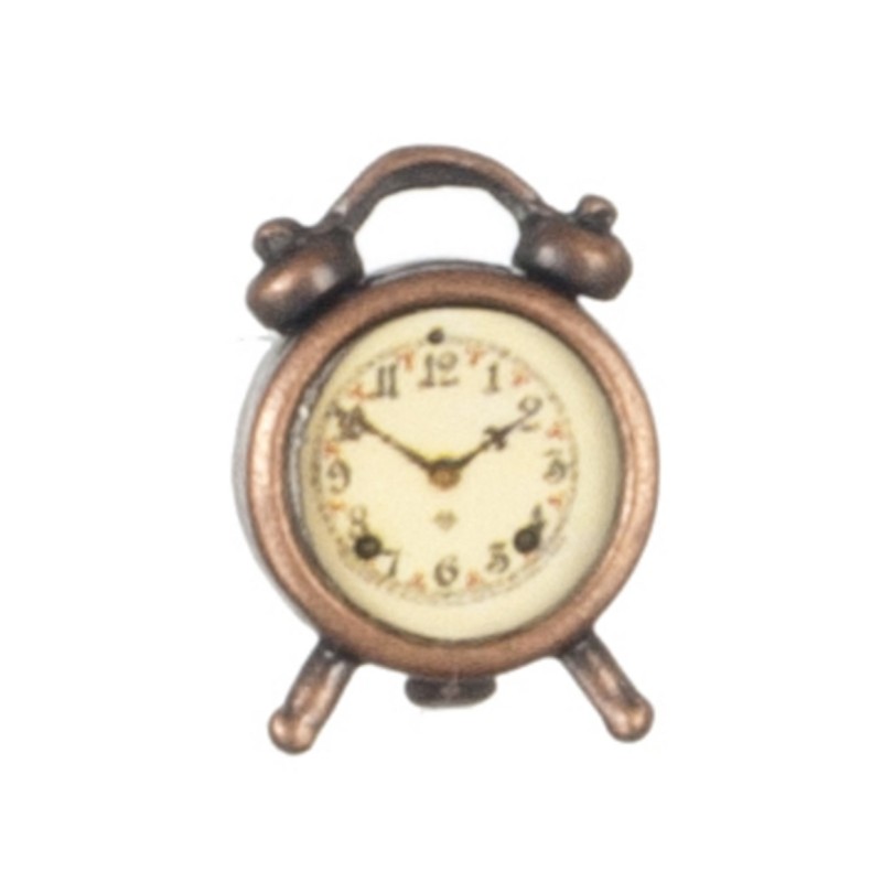 Dolls House Miniature 1:12 Scale Bedroom Accessory Antique Brass Alarm Clock