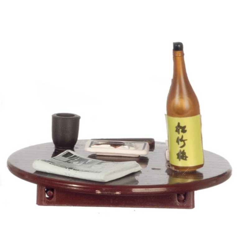 Dolls House Asian Meal on Folding Table with Wine 1:24 Scale Miniature Furniture 