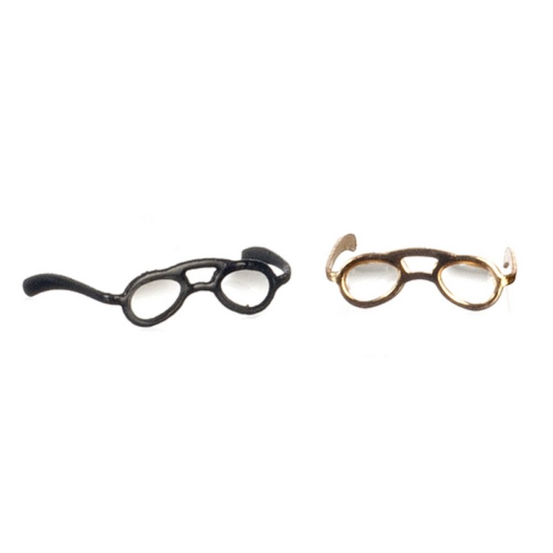 Dolls House Spectacles Black & Gold Reading Glasses Miniature 1:12 Accessory