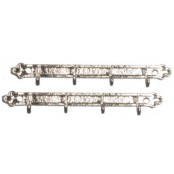 Dolls House 2 Silver Utensil Rack Coat Hooks Wall Hall Kitchen Accessory