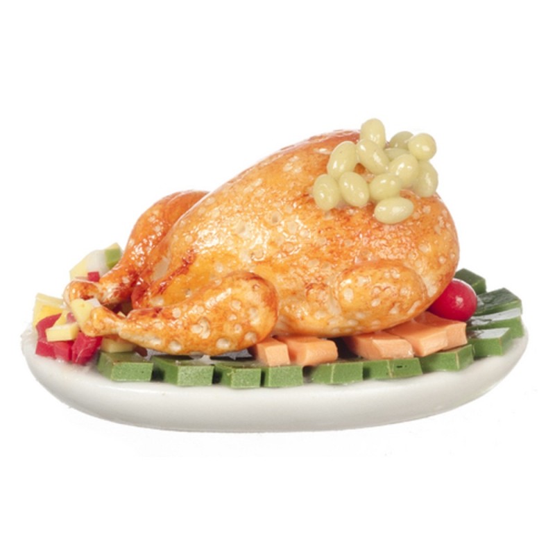 Dolls House Roast Chicken on Serving Plate Dining Room Accessory