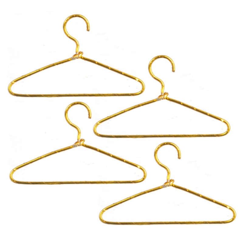 Dolls House Gold Metal Wire Coat Hangers Bedroom Wardrobe Shop Accessory