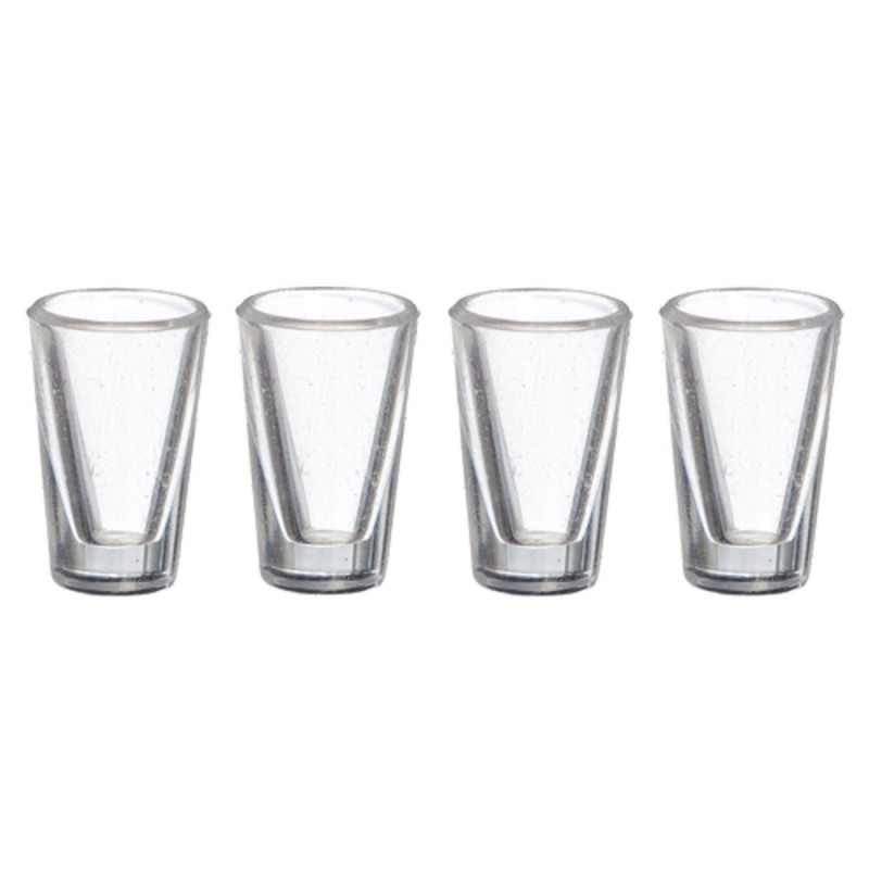Dolls House 4 Water Tumbler Glasses Miniature Pub Kitchen Dining Room Accessory 