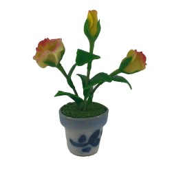 Dolls House Yellow Rose Flowers in Terracotta Pot Miniature Garden Accessory Dolls House Yellow Rose Flowers in Terracotta Pot Miniature Garden Accessory