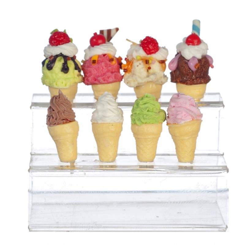 Dolls House Ice Cream Cones & Display Stand Beach Cafe Accessory