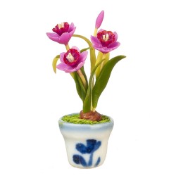 Dolls House Pink Daffodils Flowers in Pot Miniature Home Garden Accessory 1:12