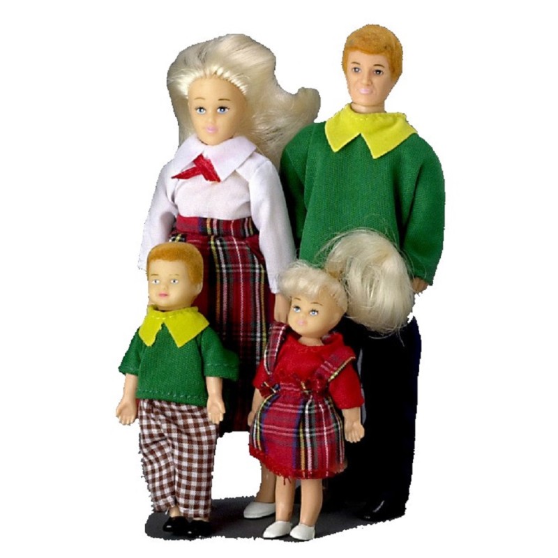 Dolls House Miniature 1:12 Modern Family of 4 People Mum Dad Little Girl nd Boy