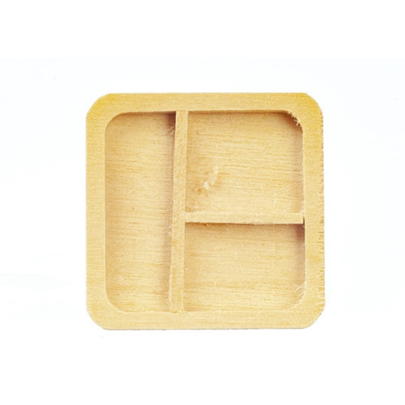 Dolls House Wooden Partition Tray Modern Plate Dining Room Kitchen Accessory