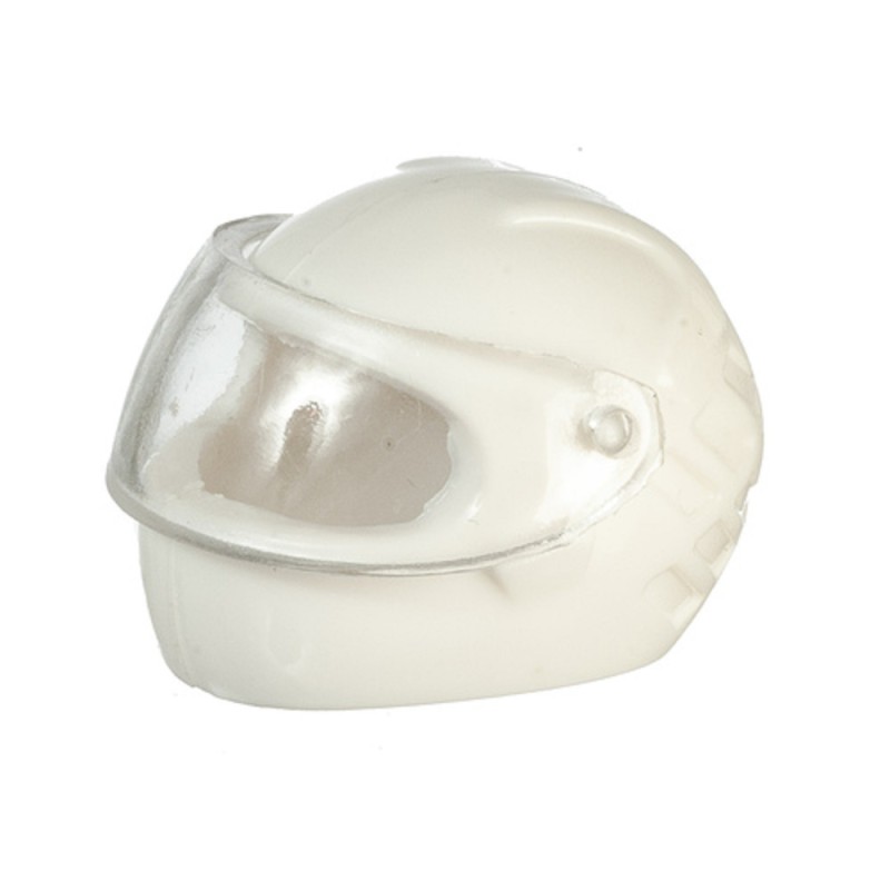 Dolls House Motorcycle Helmet with Visor White Miniature Bike Accessory 