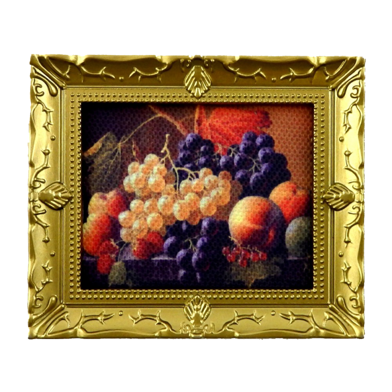 Dolls House Fresh Fruit Still Life Painting in Gold Frame Miniature Accessory 