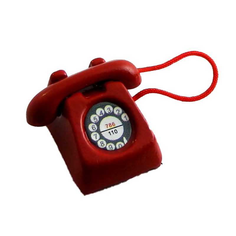 Dolls House Red Retro Telephone Phone Miniature Office Hall Bedroom Accessory
