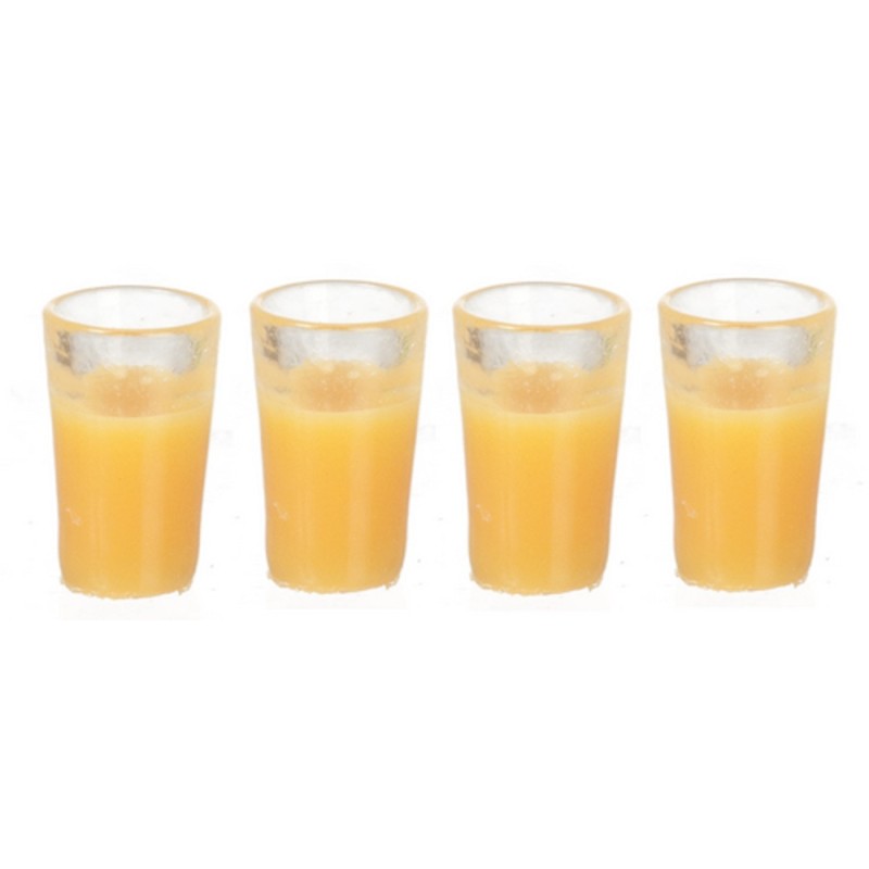 Dolls House 4 Glasses of Orange Juice Miniature Dining Accessory