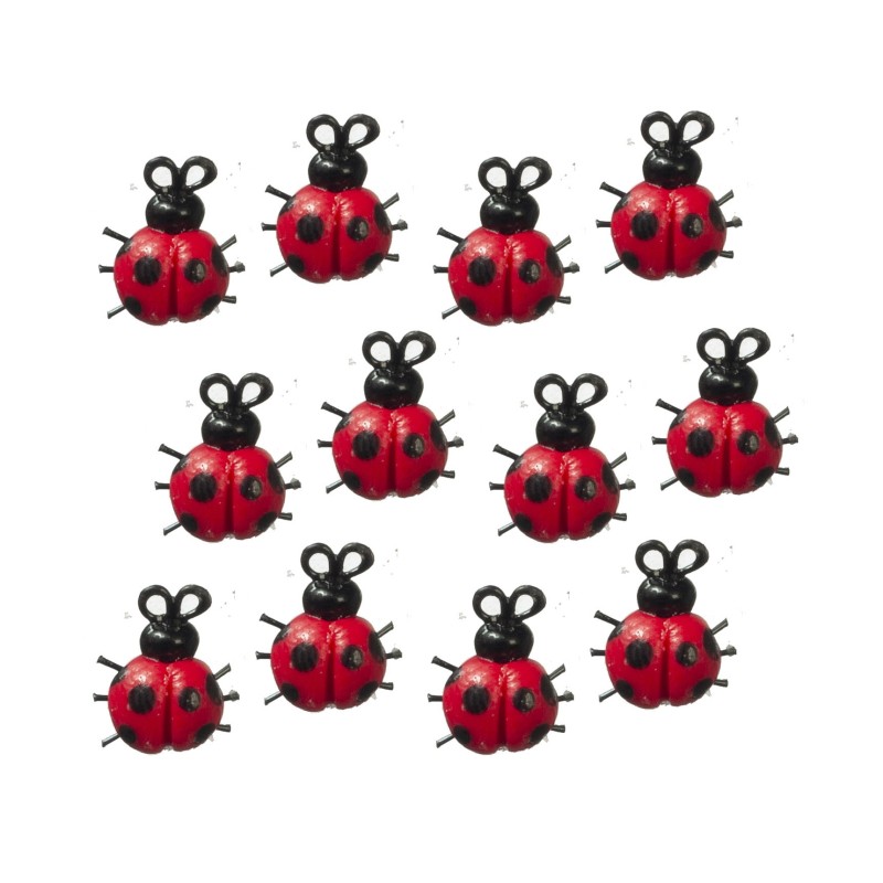 Dolls House 12 Ladybugs Ladybirds Miniature Insect Garden Accessory