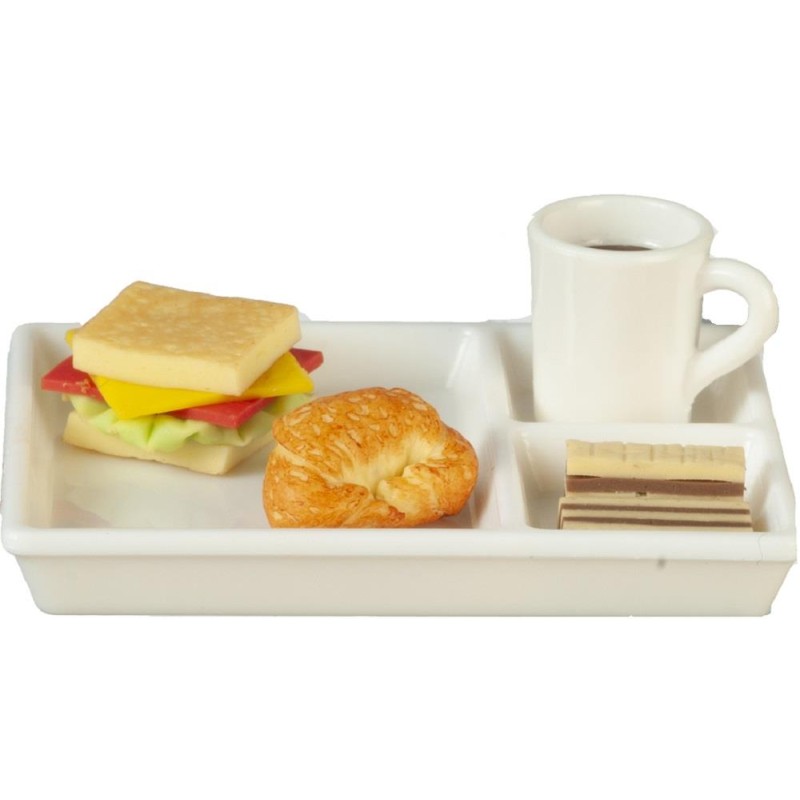 Dolls House Lunch Food Snack Tray with Coffee Miniature Kitchen Dining Accessory