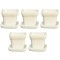 Dolls House 5 White Square Plant Pots with Saucers Miniature Garden Accessory