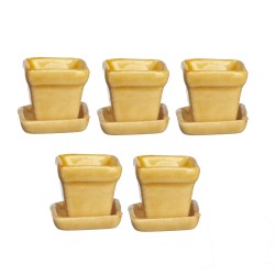Dolls House 5 Brown Square Plant Pots with Saucers Miniature Garden Accessory Dolls House 5 Brown Square Plant Pots with Saucers Miniature Garden Accessory