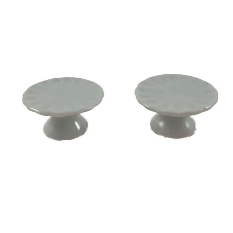 Dolls House 2 Light Grey Cake Stands Miniature Dining Kitchen Cafe Accessory