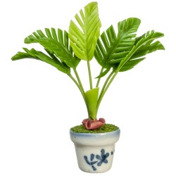 Dolls House Palm Tree Plant in Blue Vase Miniature Flower Decor Accessory 1:12 Dolls House Palm Tree Plant in Blue Vase Miniature Flower Decor Accessory 1:12