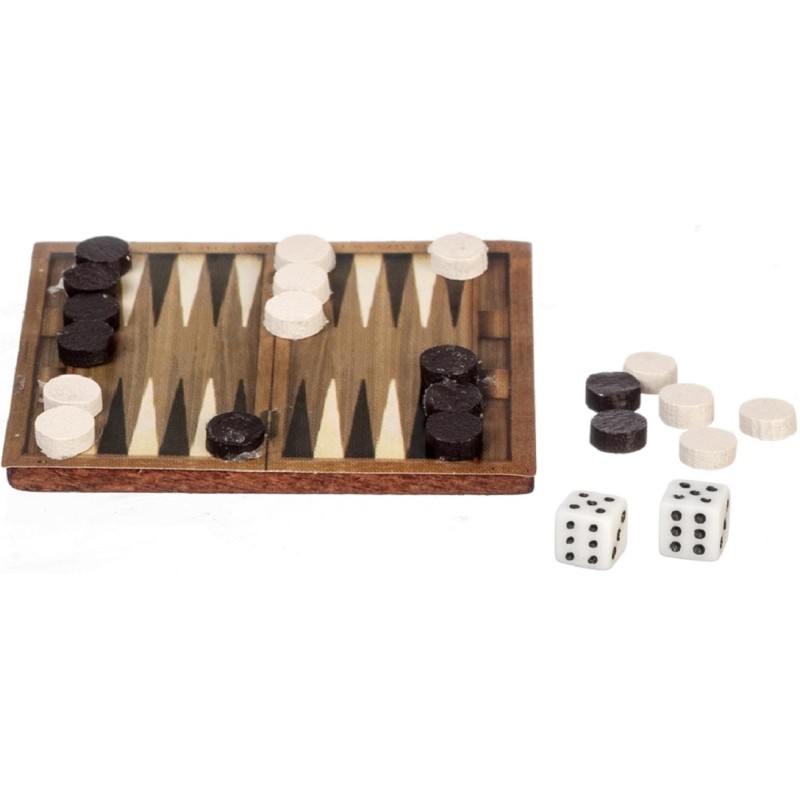 Dolls House Wooden Backgammon Board Game Set Miniature Study Accessory 1:12