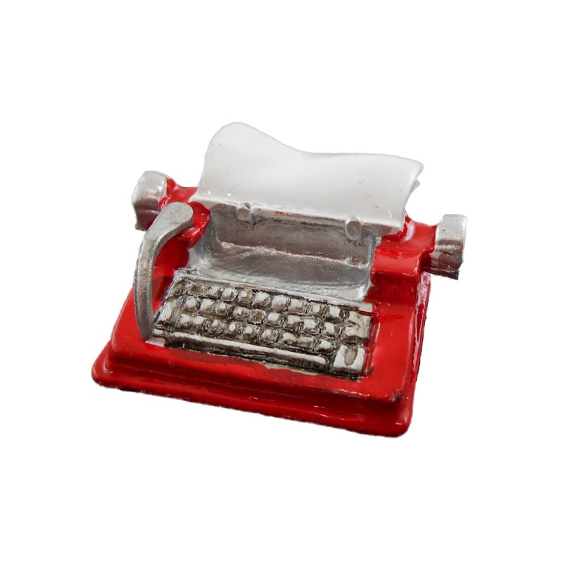 Dolls House Miniature Study Desk Accessory Red Metal Typewriter