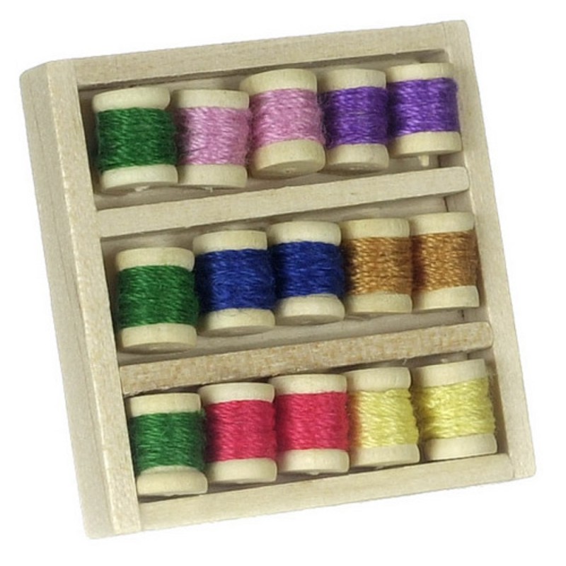 Dolls House Miniature Haberdashery Sewing Room Accessory Box of Cotton Reels